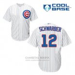 Camiseta Beisbol Hombre Chicago Cubs 12 Kyle Schwarber Blanco Primera Cool Base