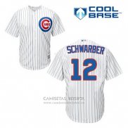 Camiseta Beisbol Hombre Chicago Cubs 12 Kyle Schwarber Blanco Primera Cool Base