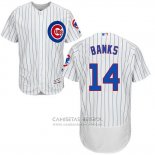 Camiseta Beisbol Hombre Chicago Cubs 14 Ernie Banks Autentico Collection Flex Base Blanco