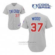 Camiseta Beisbol Hombre Chicago Cubs 37 Travis Wood Gris Cool Base