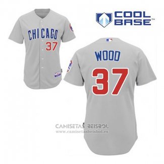 Camiseta Beisbol Hombre Chicago Cubs 37 Travis Wood Gris Cool Base