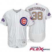 Camiseta Beisbol Hombre Chicago Cubs 38 Mike Montgomery Blanco Oro Flex Base