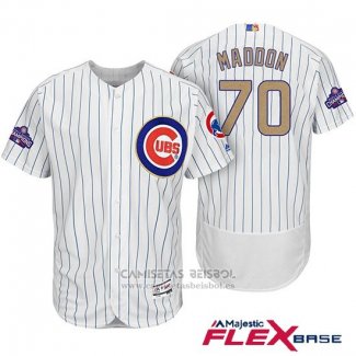 Camiseta Beisbol Hombre Chicago Cubs 70 Joe Maddon Blanco Oro Flex Base