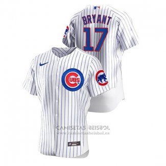 Camiseta Beisbol Hombre Chicago Cubs Kris Bryant Autentico Blanco