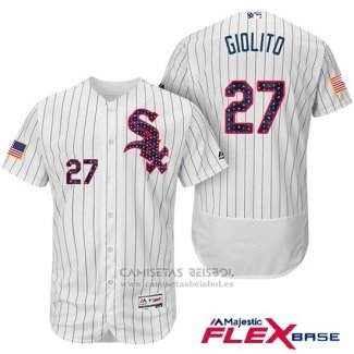 Camiseta Beisbol Hombre Chicago White Sox 2017 Estrellas Y Rayas 27 Lucas Giolito Blanco Flex Base