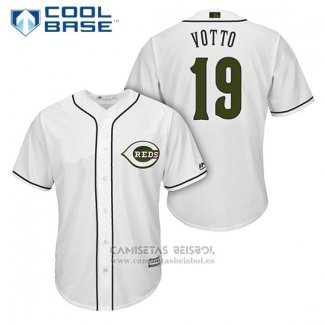 Camiseta Beisbol Hombre Cincinnati Reds 19 Joey Votto Blanco 2018 Alterno Cool Base