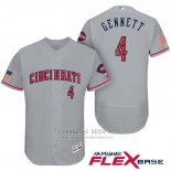 Camiseta Beisbol Hombre Cincinnati Reds 2017 Estrellas Y Rayas 4 Scooter Gennett Gris Flex Base