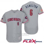 Camiseta Beisbol Hombre Cincinnati Reds 2017 Estrellas Y Rayas 6 Billy Hamilton Gris Flex Base