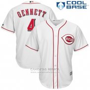 Camiseta Beisbol Hombre Cincinnati Reds Scooter Gennett 4 Blanco Cool Base