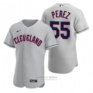 Camiseta Beisbol Hombre Cleveland Guardians Roberto Perez Autentico Road Gris