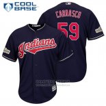 Camiseta Beisbol Hombre Cleveland Indians 2017 Postemporada 59 Carlos Carrasco Azul Cool Base