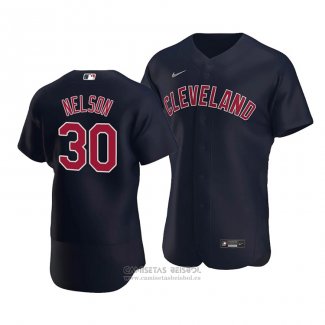 Camiseta Beisbol Hombre Cleveland Indians Kyle Nelson Autentico Alterno Azul