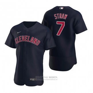 Camiseta Beisbol Hombre Cleveland Indians Myles Straw Autentico Alterno Azul