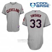 Camiseta Beisbol Hombre Cleveland Indians Nick Swisher 33 Gris Cool Base