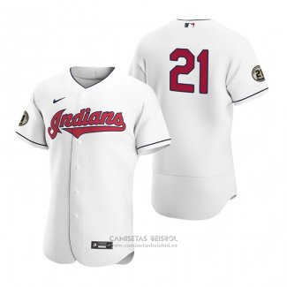 Camiseta Beisbol Hombre Cleveland Indians Roberto Clemente Day Autentico Blanco