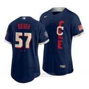 Camiseta Beisbol Hombre Cleveland Indians Shane Bieber 2021 All Star Autentico Azul
