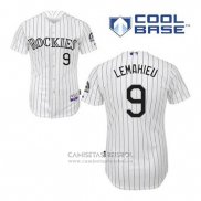 Camiseta Beisbol Hombre Colorado Rockies Dj Lemahieu 9 Blanco Primera Cool Base