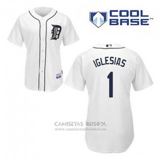 Camiseta Beisbol Hombre Detroit Tigers Jose Iglesias 1 Blanco Primera Cool Base