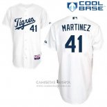 Camiseta Beisbol Hombre Detroit Tigers Victor Martinez 41 Blanco Los Tigres Cool Base