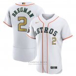 Camiseta Beisbol Hombre Houston Astros Alex Bregman 2023 Gold Collection Autentico Blanco