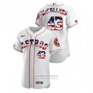 Camiseta Beisbol Hombre Houston Astros Lance Mccullers 2020 Stars & Stripes 4th of July Blanco