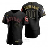 Camiseta Beisbol Hombre Houston Astros Personalizada Negro 2021 Salute To Service
