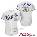 Camiseta Beisbol Hombre Kansas City Royals 30 Yordano Ventura Blanco 2017 Flex Base