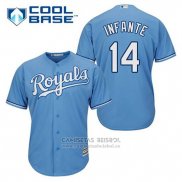 Camiseta Beisbol Hombre Kansas City Royals Omar Infante 14 Powder Azul Alterno Cool Base