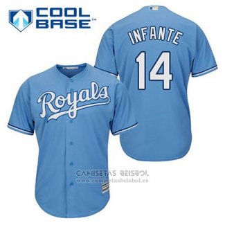 Camiseta Beisbol Hombre Kansas City Royals Omar Infante 14 Powder Azul Alterno Cool Base