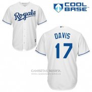 Camiseta Beisbol Hombre Kansas City Royals Wade Davis 17 Blanco Primera Cool Base