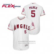 Camiseta Beisbol Hombre Los Angeles Angels Albert Pujols 150th Aniversario Patch Flex Base Blanco