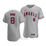 Camiseta Beisbol Hombre Los Angeles Angels Kean Wong Autentico Road Gris
