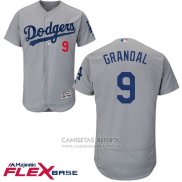 Camiseta Beisbol Hombre Los Angeles Dodgers 9 Yasmani Grandal Gris Flex Base