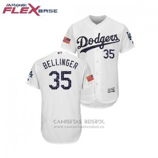 Camiseta Beisbol Hombre Los Angeles Dodgers Cody Bellinger 2018 Stars & Stripes Flex Base Blanco