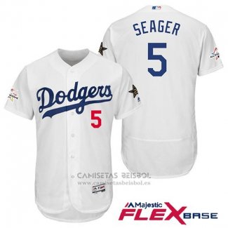 Camiseta Beisbol Hombre Los Angeles Dodgers Corey Seager Blanco 2017 All Star Flex Base