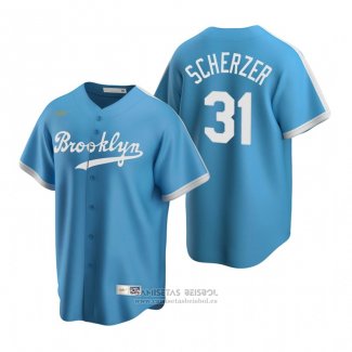 Camiseta Beisbol Hombre Los Angeles Dodgers Max Scherzer Brooklyn Cooperstown Collection Alterno Azul