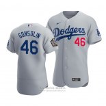 Camiseta Beisbol Hombre Los Angeles Dodgers Tony Gonsolin 2020 Autentico Alterno Gris