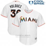 Camiseta Beisbol Hombre Miami Marlins Edinson Volquez Blanco Cool Base