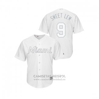 Camiseta Beisbol Hombre Miami Marlins Lewis Brinson 2019 Players Weekend Replica Blanco