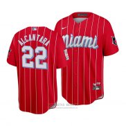 Camiseta Beisbol Hombre Miami Marlins Sandy Alcantara 2021 City Connect Replica Rojo