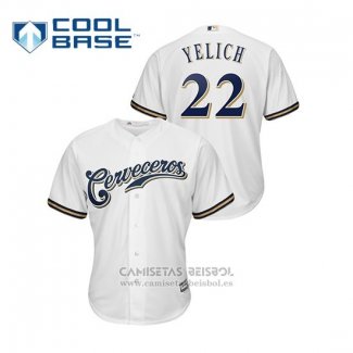 Camiseta Beisbol Hombre Milwaukee Brewers Christian Yelich Cool Base Primera Hispanic Heritage Blanco