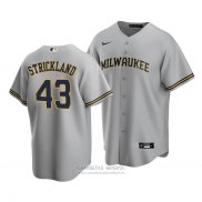 Camiseta Beisbol Hombre Milwaukee Brewers Hunter Strickland Replica Gris