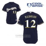 Camiseta Beisbol Hombre Milwaukee Brewers Martin Maldonado 12 Azul Alterno Cool Base