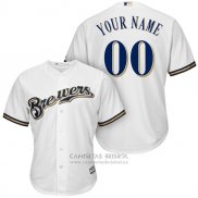 Camiseta Beisbol Hombre Milwaukee Brewers Personalizada Blanco