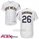 Camiseta Beisbol Hombre Milwaukee Brewers Taylor Jungmann Blanco Autentico Collection Flex Base