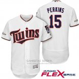 Camiseta Beisbol Hombre Minnesota Twins 2017 Postemporada Glen Perkins Blanco Flex Base