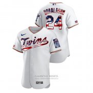 Camiseta Beisbol Hombre Minnesota Twins Josh Donaldson 2020 Stars & Stripes 4th of July Blanco