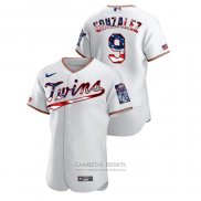 Camiseta Beisbol Hombre Minnesota Twins Marwin Gonzalez 2020 Stars & Stripes 4th of July Blanco