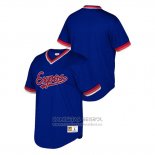 Camiseta Beisbol Hombre Montreal Expos Cooperstown Collection Mesh Wordmark V-Neck Azul
