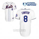 Camiseta Beisbol Hombre New York Mets Gary Carter 8 Blanco Alterno Cool Base